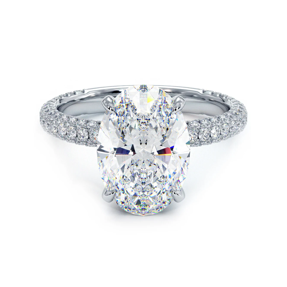 4 Carat Oval Cut Trio Micropavé