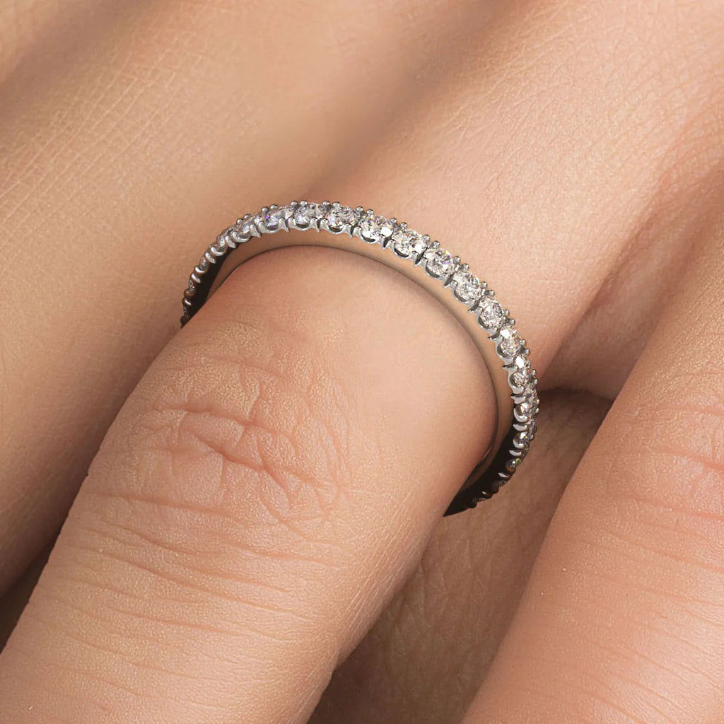 2mm Diamond Wedding Band Ring Anniversary Ring 0.50ctw 14k White Gold