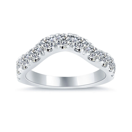 2.20 Carat F-VS2 Custom Curve Matching Diamond Wedding Band Ring 18k White Gold
